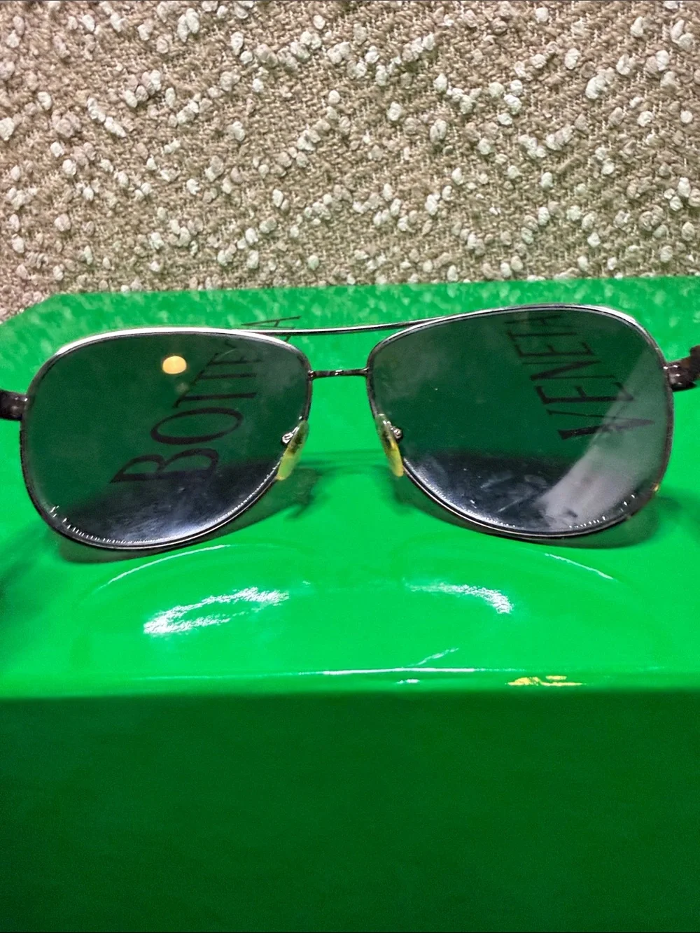 Prada Men's Aviator Sunglasses with Dark Green Lenses